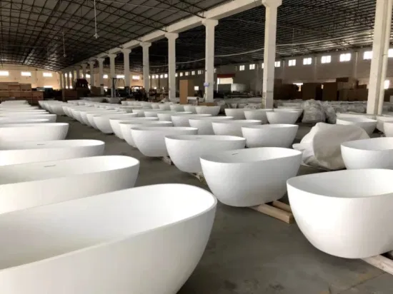 Baignoires de salle de bains en pierre artificielle de haute qualité, meubles ronds blancs en acrylique