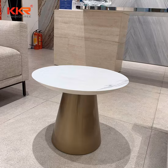 Table basse moderne de rectangle de dessus de table en pierre de marbre artificiel